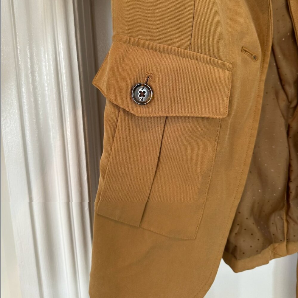 Military Double Pocket Drapey Twill Blazer with Belt - Picture 4 of 9